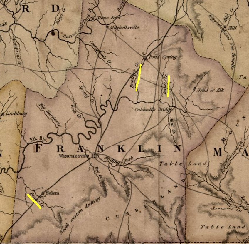 Franklin County TN with 2 Bean's Creeks